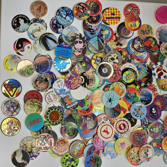 100+ Pogs and Slammers Y2K 90s Vintage with container holders - Picture 3 of 4